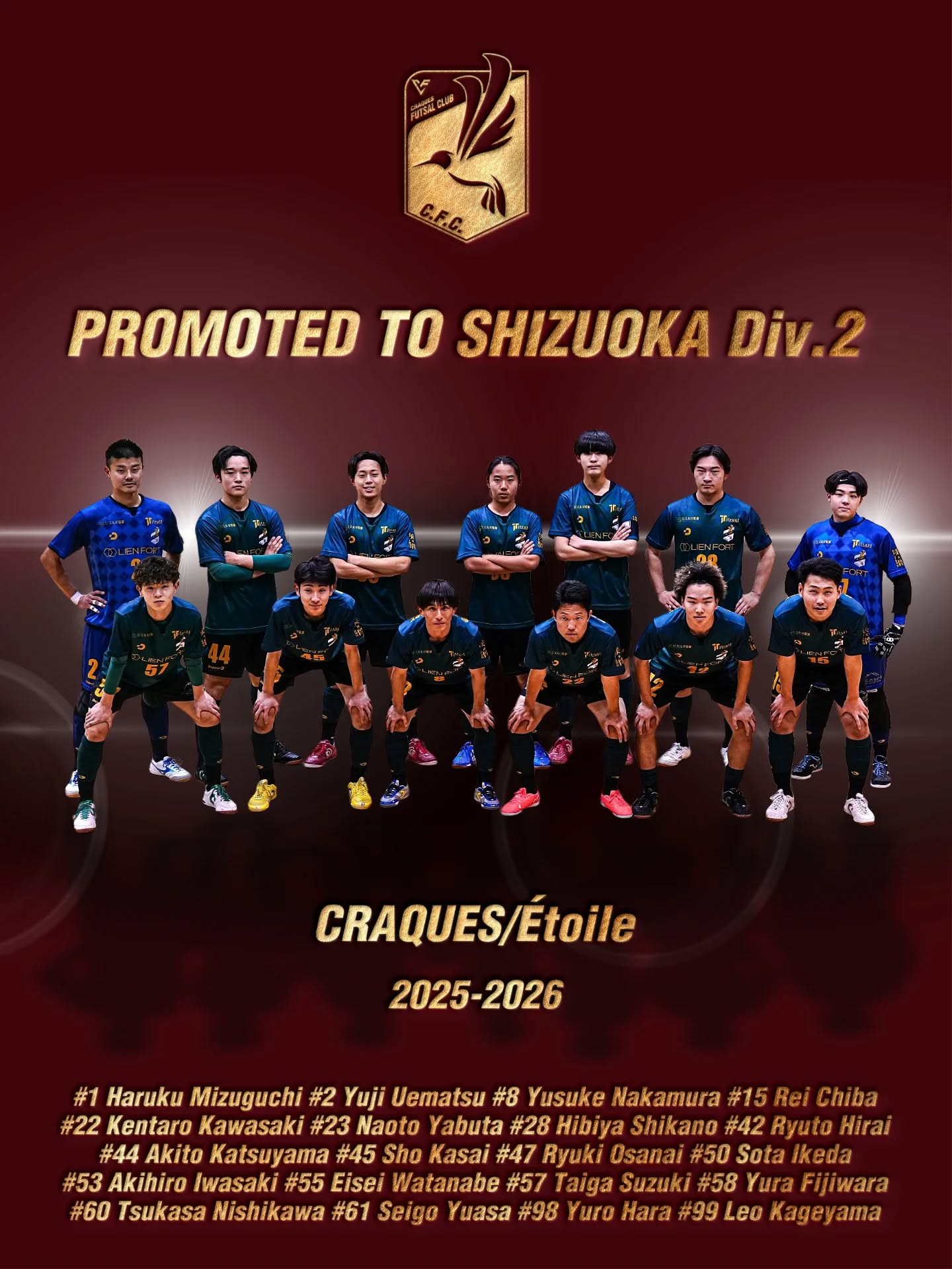 2025年静岡県フットサルリーグ参入戦の試合結果により #CRAQUES/Éto…